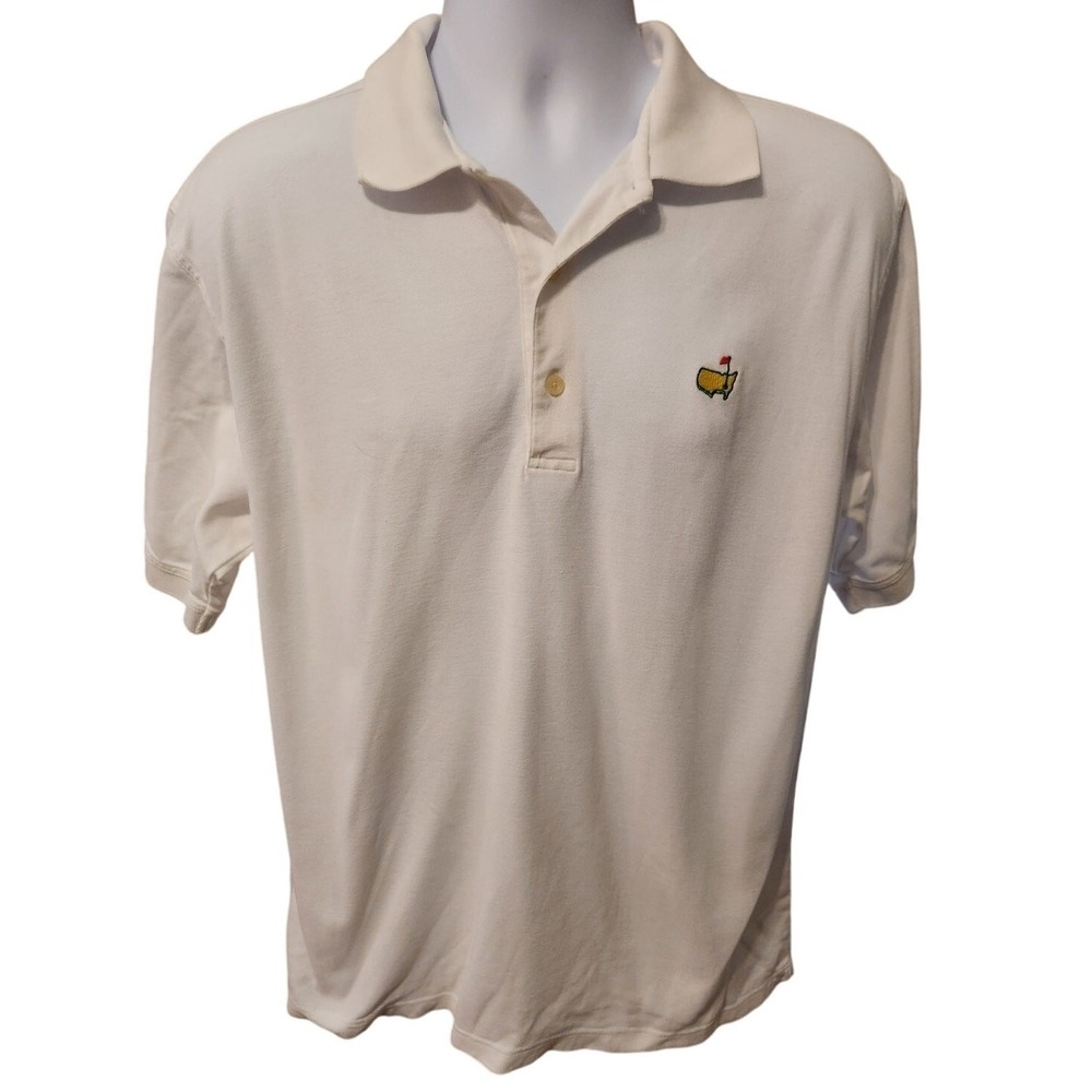 Augusta National Golf Shop Mens White‎ Masters Polo Shirt Mercerized Cotton L